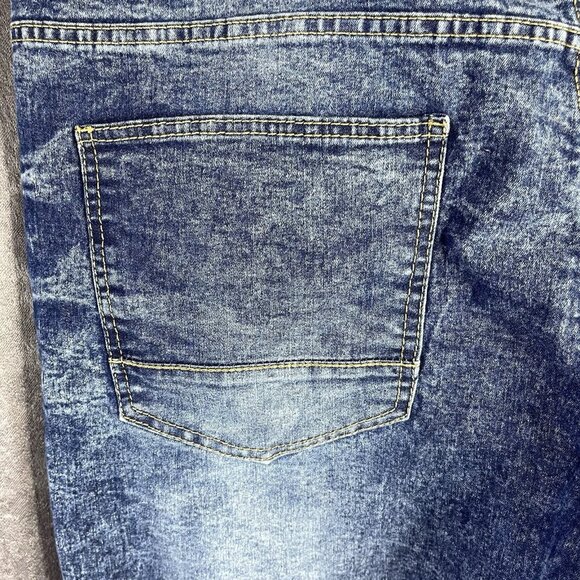 Mens South Pole Jeans Stretch Ribbed Distressed Moto Acid Wash Size 44 (46Wx32L) - Picture 7 of 12
